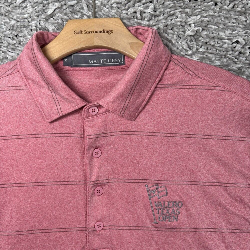 VALERO TEXAS OPEN GOLF Polo Shirt Men's Medium Red Short Sleeve Matte Grey Brand